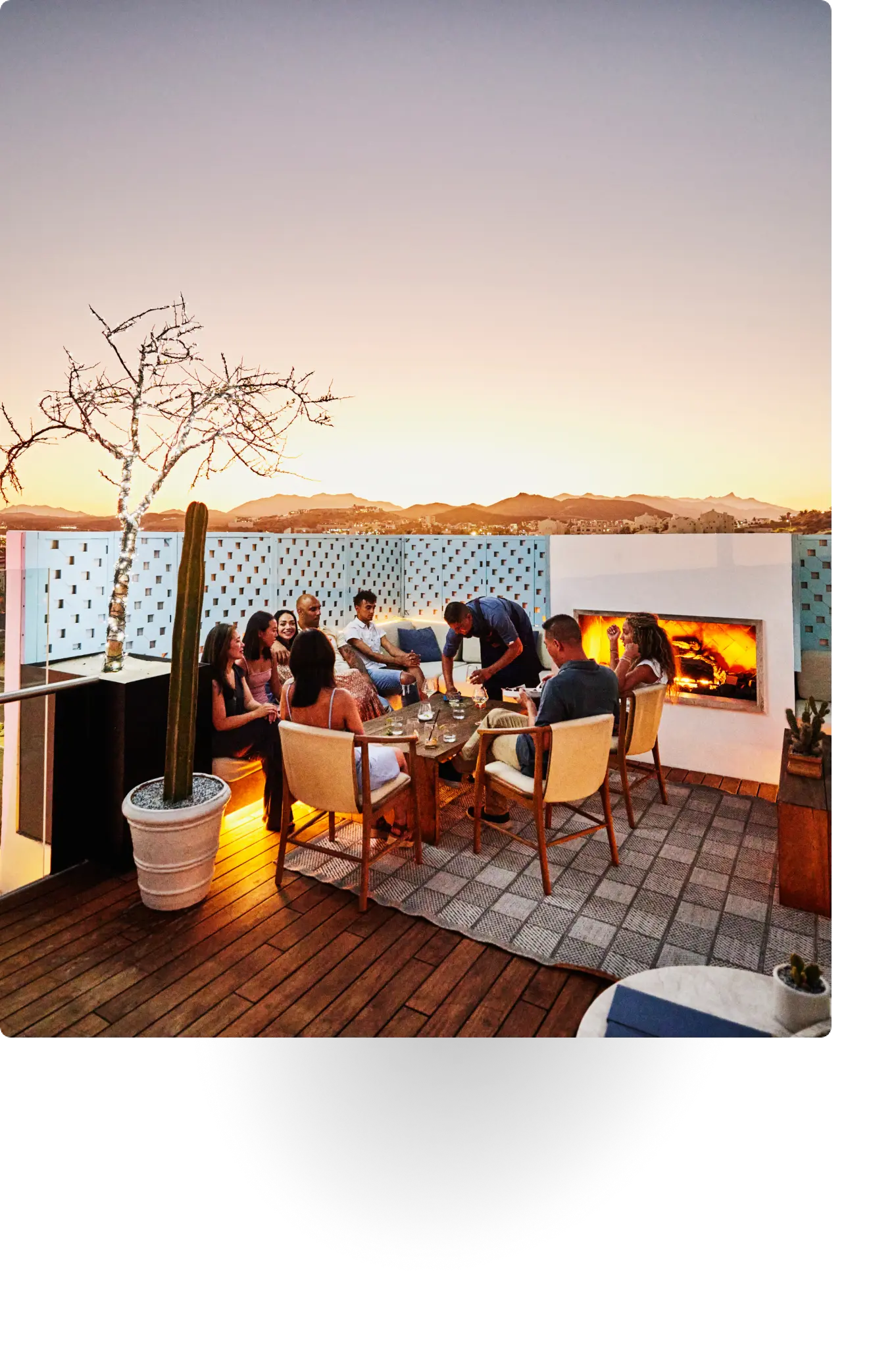 Group of professionals collaborating outdoors