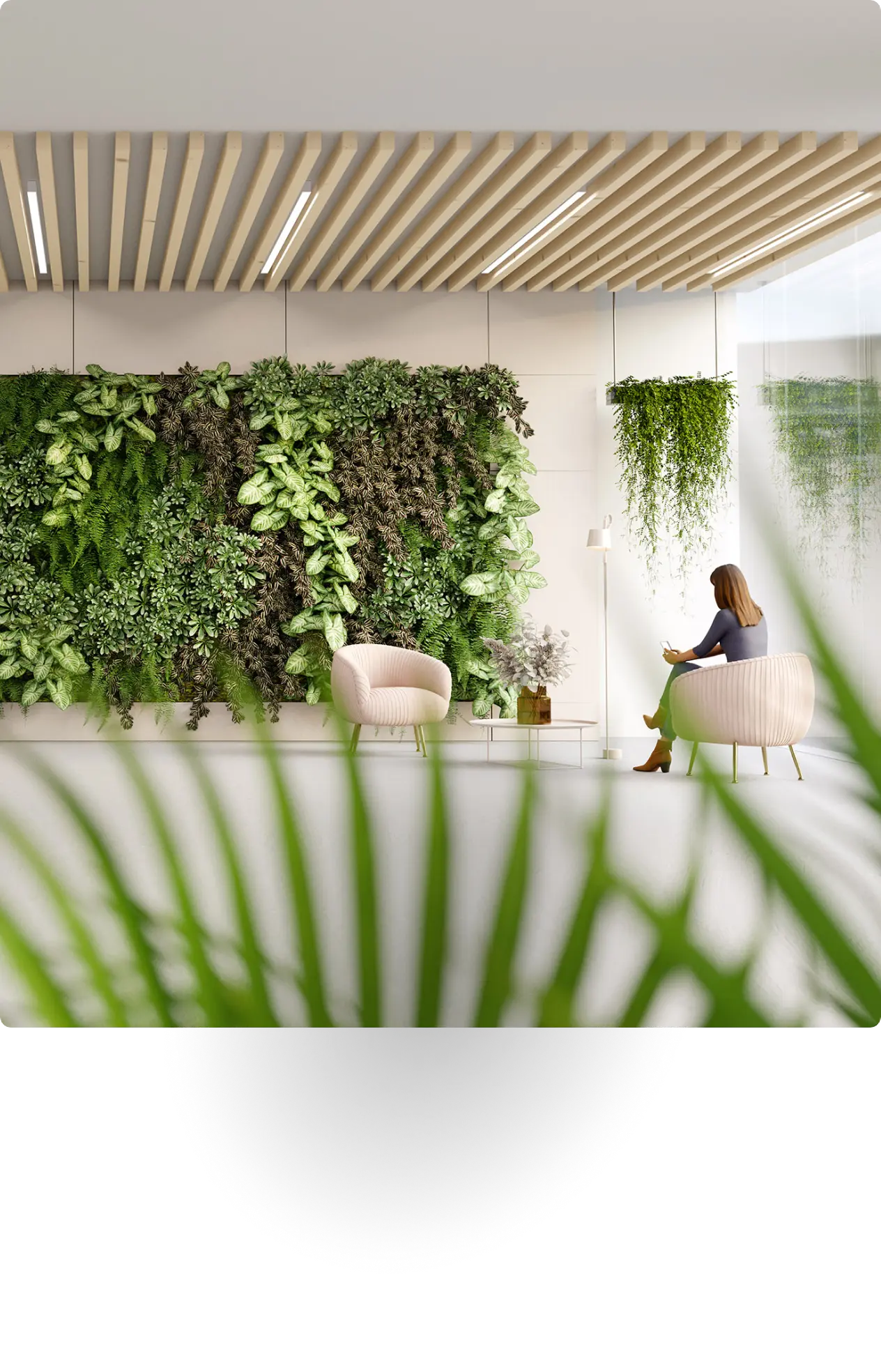 Woman waiting in banesco headquarter