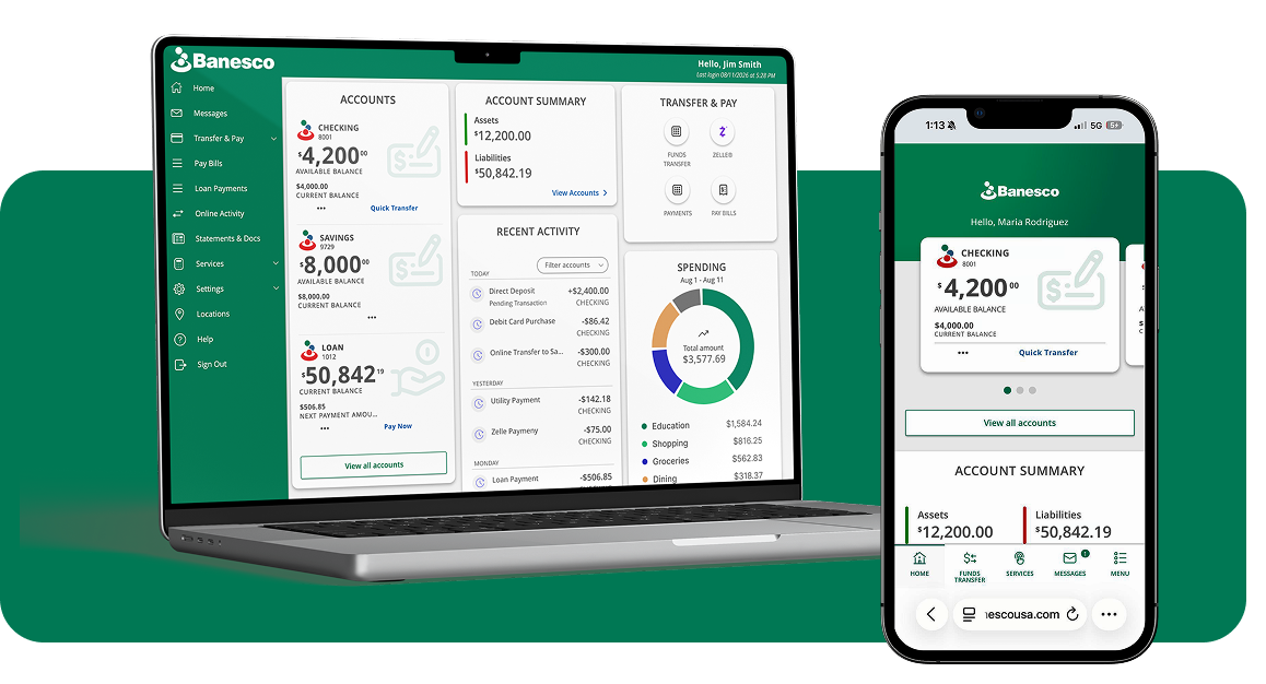 New Online Banking dashboard preview